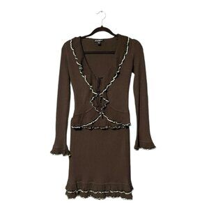 Betsey Johnson Y2K Mini Skirt Cardigan Set
